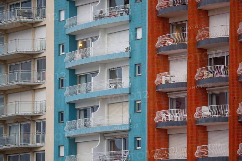 Le Touquet Paris Plage, façades d'immeubles du front de mer colorées