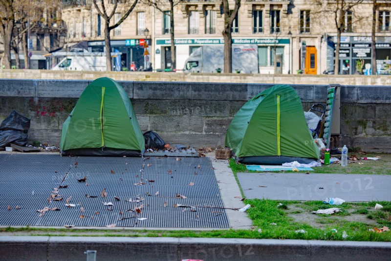 Paris, tents all along the Boulevard de la Bastille