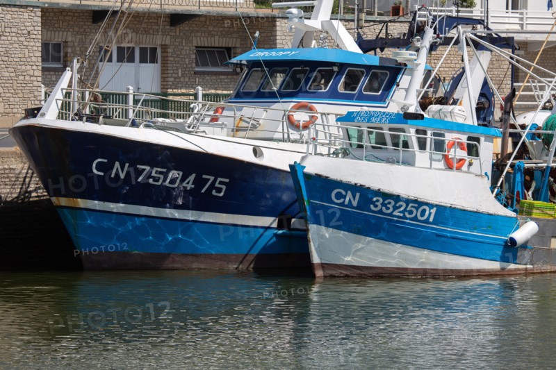 Port en Bessin Huppain, chalutiers amarrés à quai