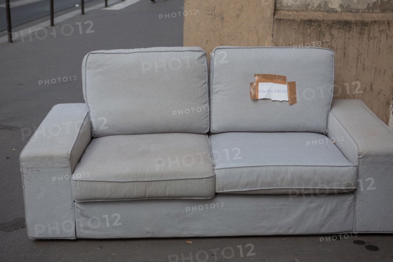 Paris, bulky waste laid on a pavement