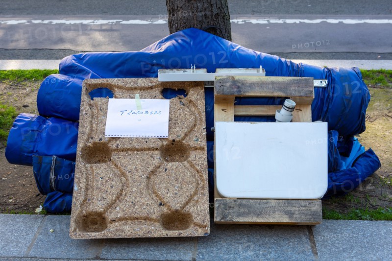 Paris, bulky waste laid on the public road