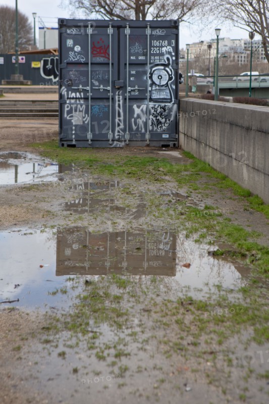 Paris, container near the quays of the Seine river