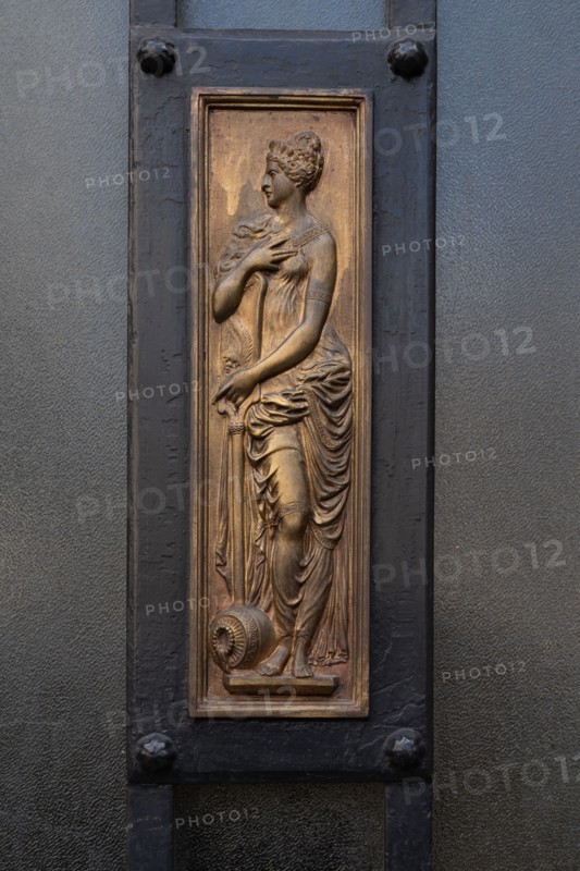 Paris, detail of a decorative motif on a building located rue Campagne Première