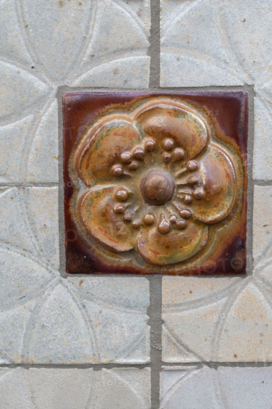 Paris, detail of a decorative motif on a building located rue Campagne Première