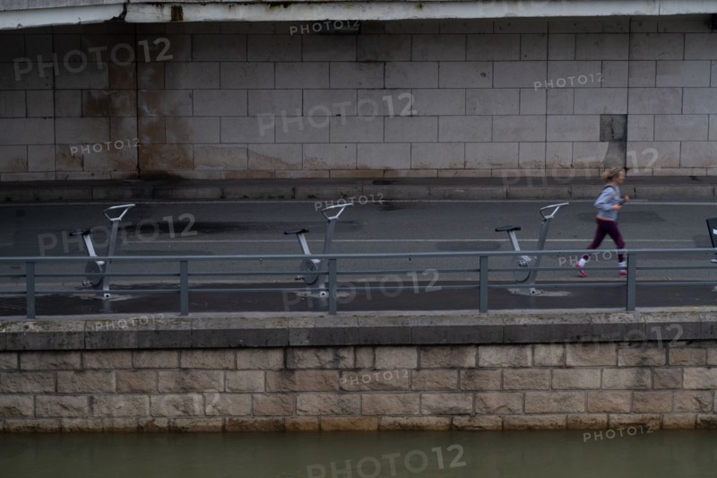 Paris, empty Seine river banks during the coronavirus outbreak, nobody