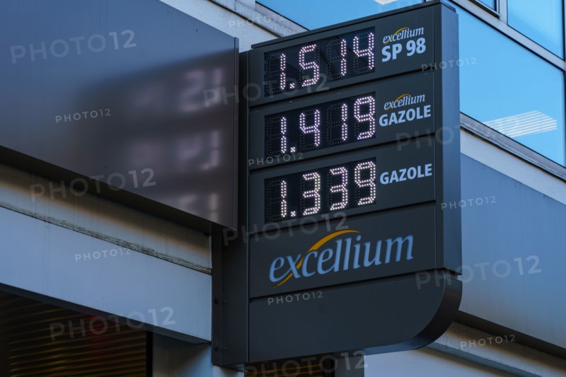Paris, fuel prices at a petrol station