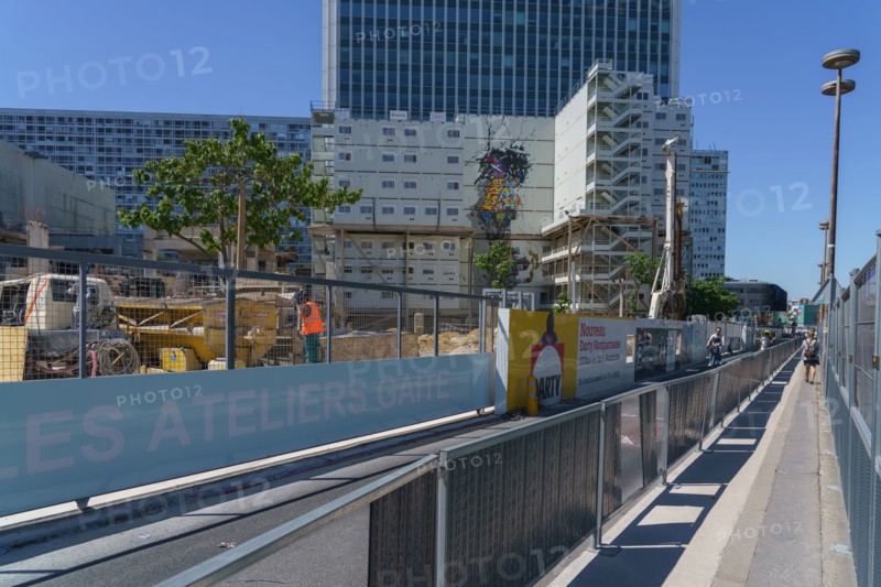 Paris, avenue du Maine, construction site of the future Gaité shopping centre
