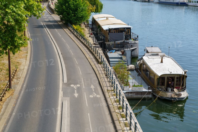 Paris, empty express roadways along the Seine river