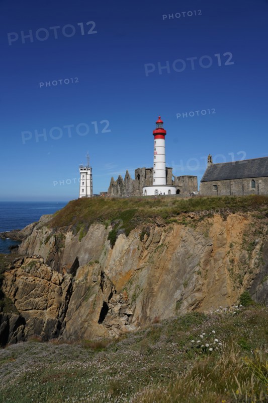 Abbey and lighthouse on the pointe Saint-Mathieu, North tip of Finistère