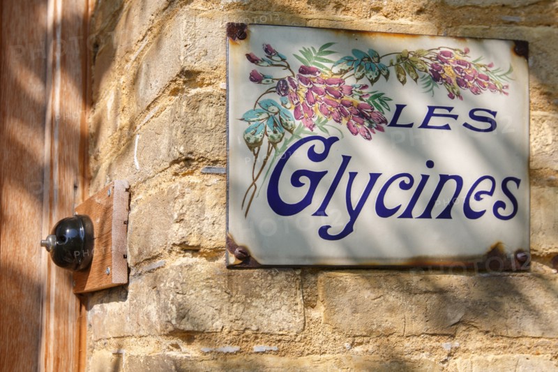 Plaque émaillée "Les glycines"