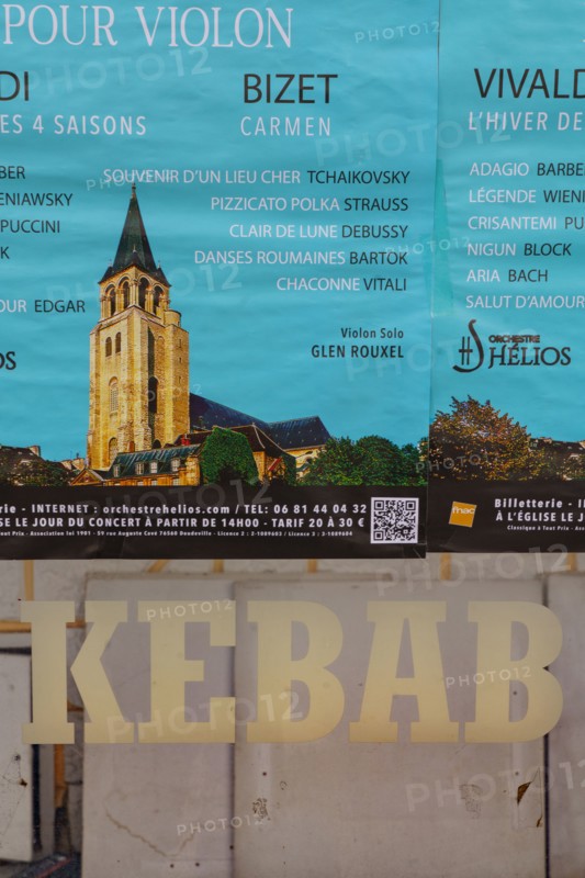 Paris, kebab poster and church