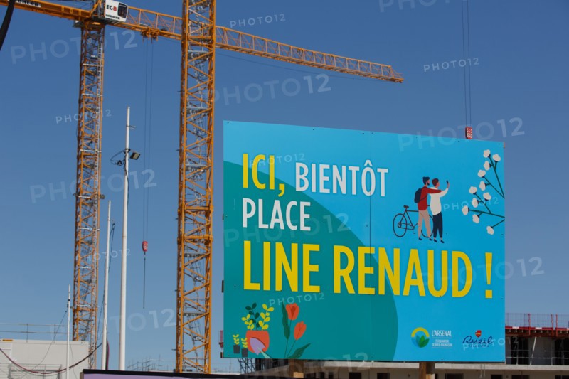 Construction cranes in the J. Chirac park in Rueil Malmaison