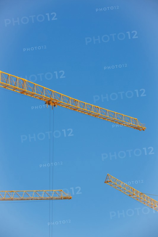 Construction cranes in the J. Chirac park in Rueil Malmaison