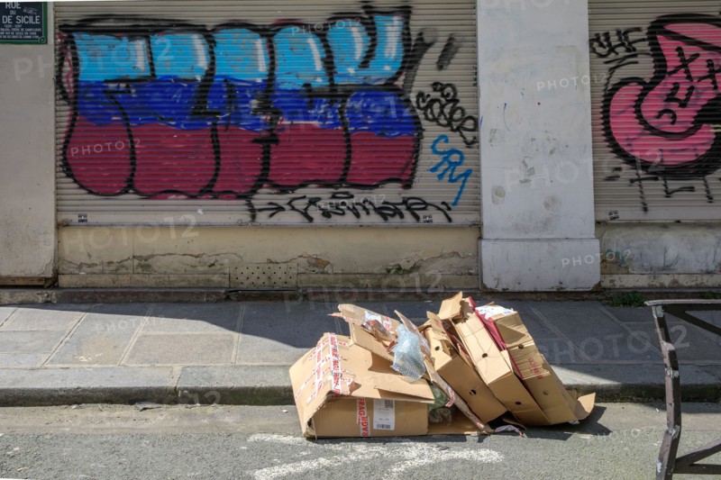Cartons Deposited on the street in Paris