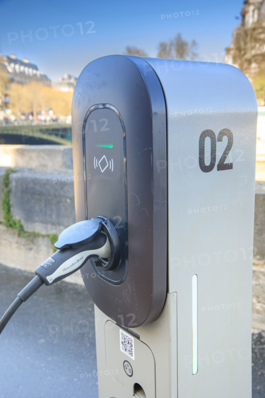 Paris, electric car charging station