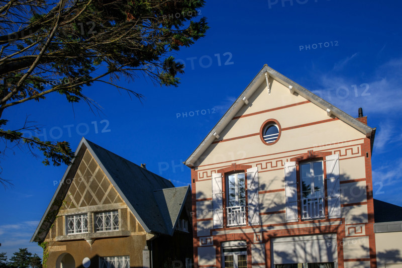 France, region Normandie, Manche, cotentin, Agon coutainville,  plage, rue dramad derriere la promenade de Chausey,