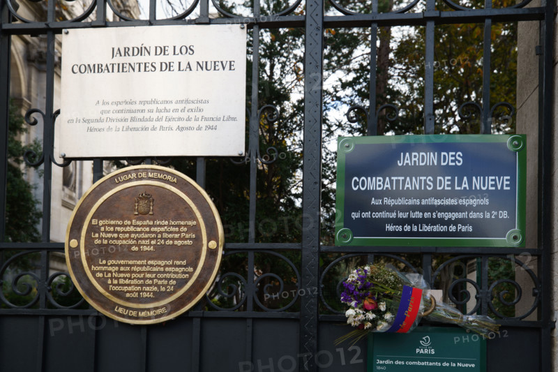 france, région Ile de France, Paris 4e arrondissement, place de l'hotel de ville jardin des combattants de la nueve