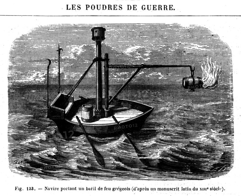 Ship carrying the Greek fire Engraving of XIXe -