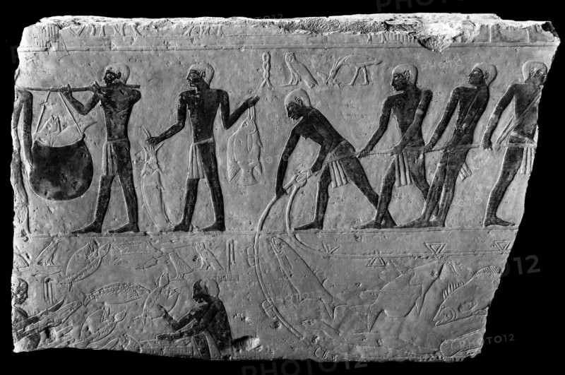 Bas-relief égyptien - La pêche -