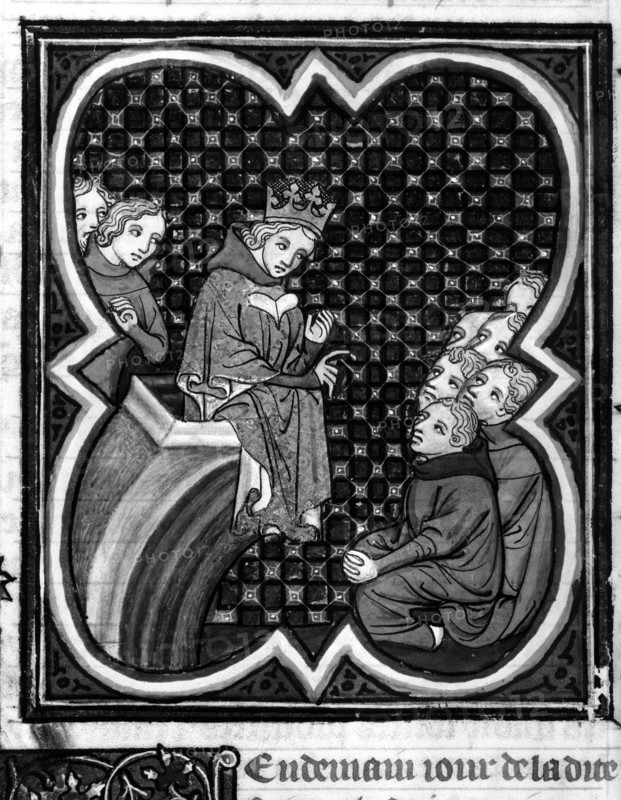 Grandes Chroniques de France - Le roi de Navarre au Pré au Clercs -