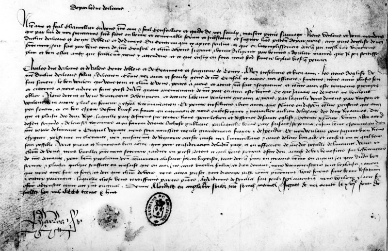 Letter of Charles of Orleans