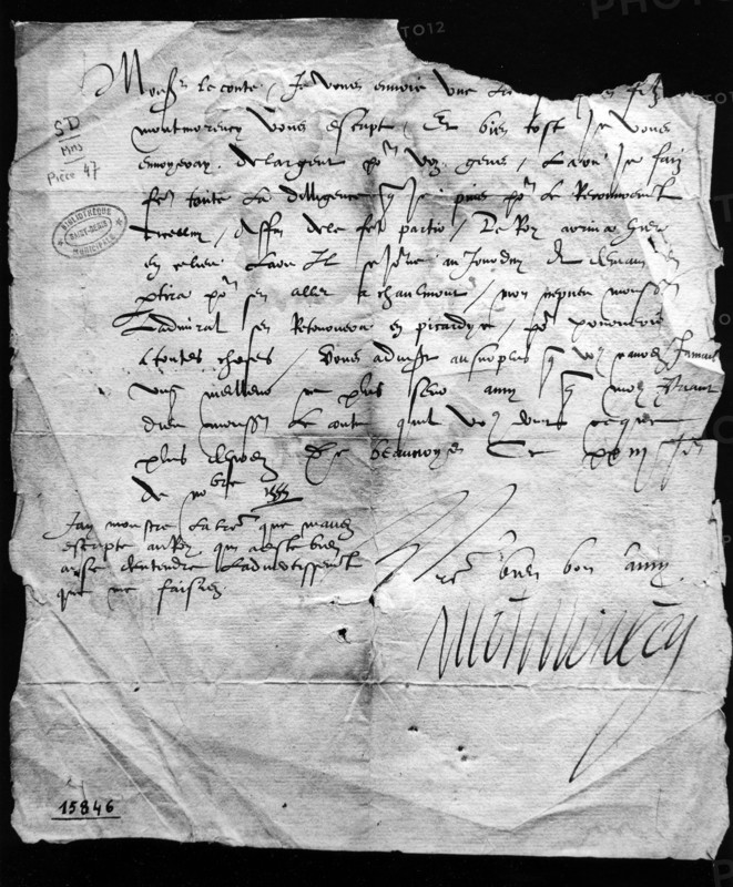 Manuscrit du duc de Montmorency