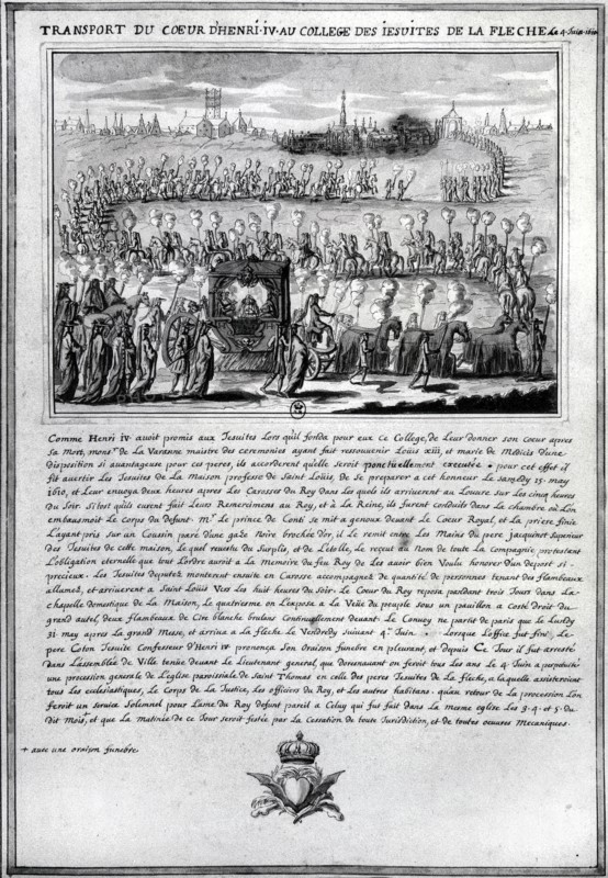 Transport du coeur de Henri IV au collège de la Flèche -