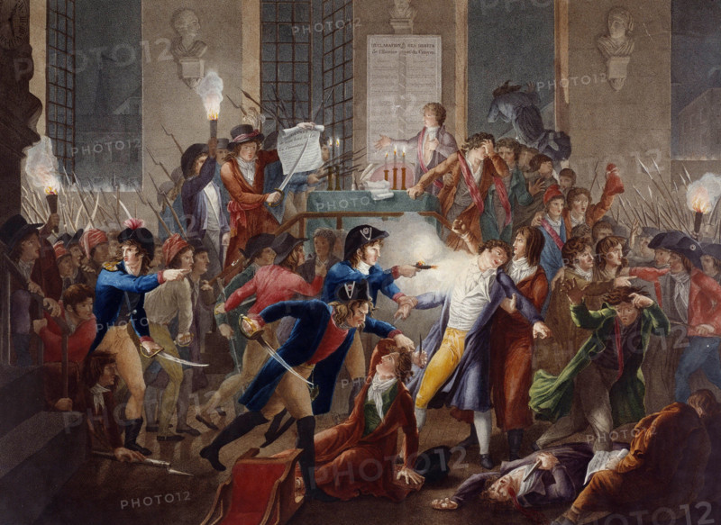 Le gendarme Meda blesse Robespierre à la Convention -