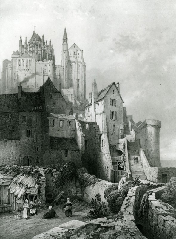 Vue du Mont Saint-Michel (gravure du XIXe siècle).