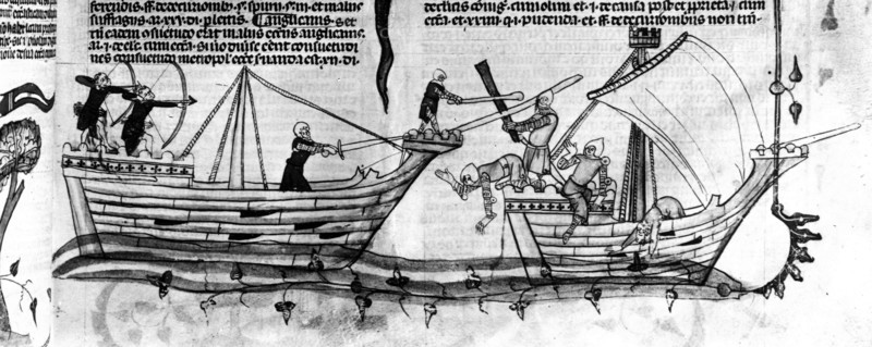 (Début). Bataille navale et tentative d'abordage.