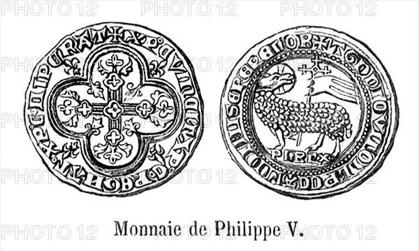 Monnaie sous Philippe V le Long, fils de Philippe IV le Bel.