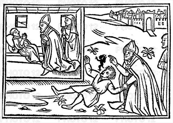 Scene of an exorcism in the 16th century