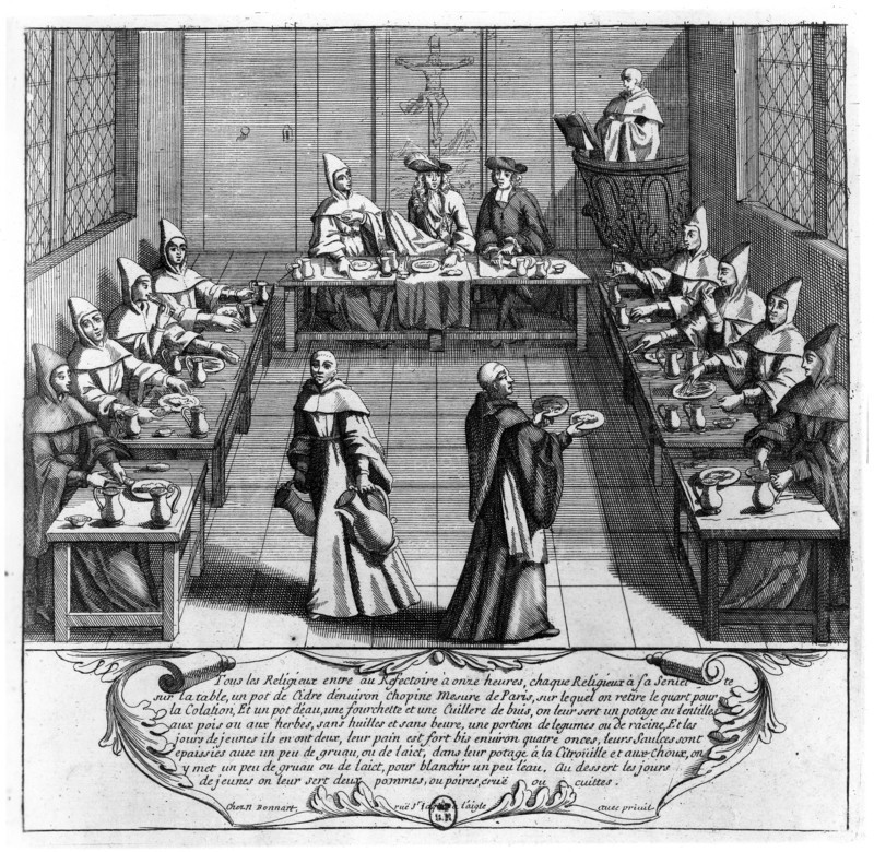 A meal being served in the Abbaye de la Trappe