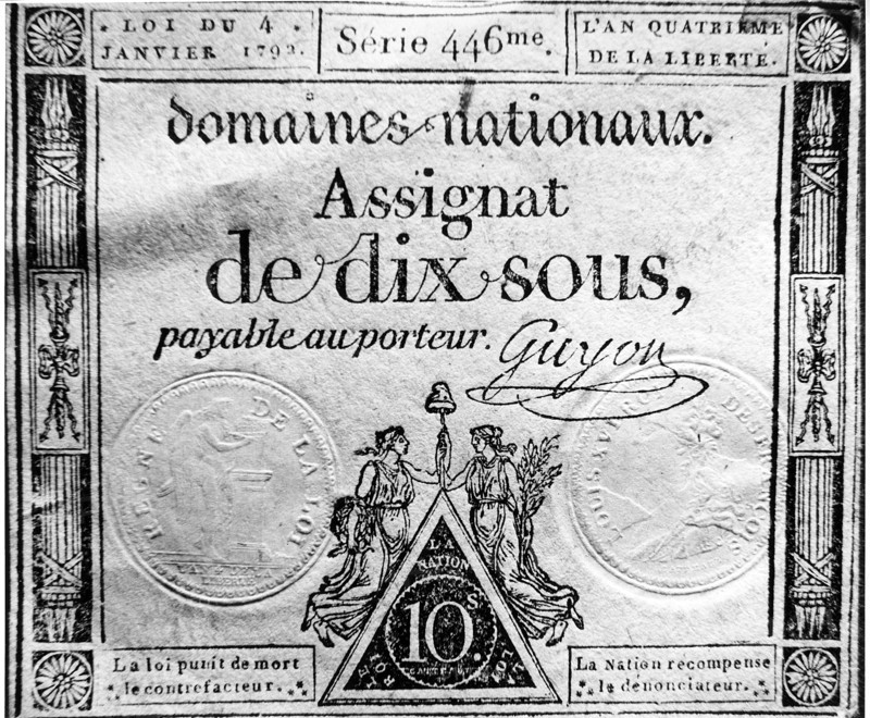 Assignat.  Paper money created under the French revolution