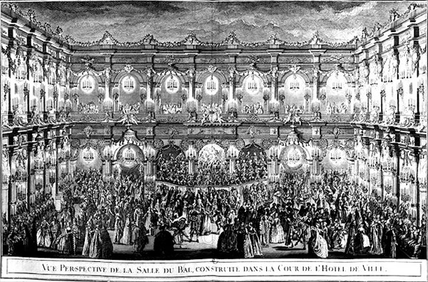 Ball under Louis XV, in Paris, in the inner court of the Hôtel de Ville