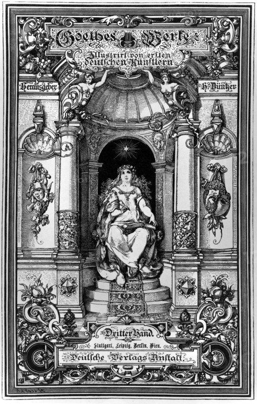 (XVIIIe XIXe).  Goethe (Johann Wolfgang Frankfurt 1749 Weimar 1832).  Frontispice of an edition of works of Goethe.
