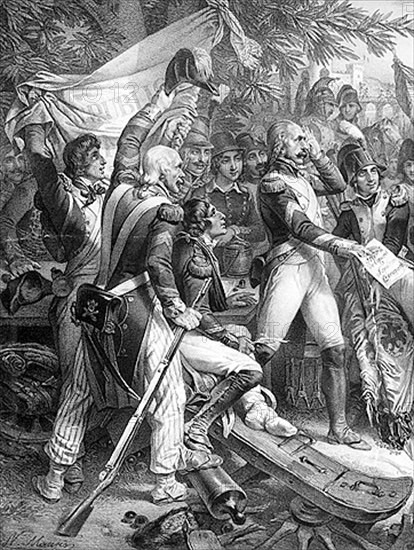The soldiers of the Italian army acclaim Napoleon
