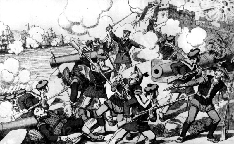 War of Tonkin.  August 23, 1883:  catch of the forts of Hué.