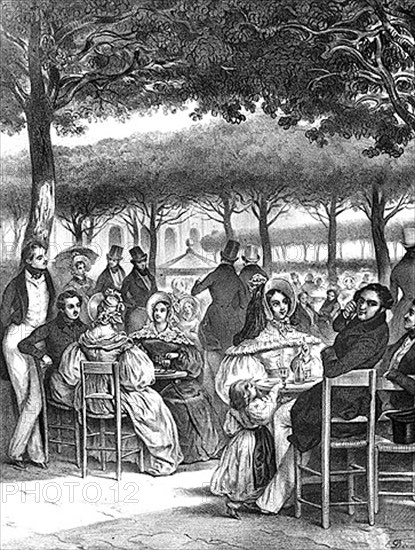 Paris vers 1836. Promenade au Palais-Royal.