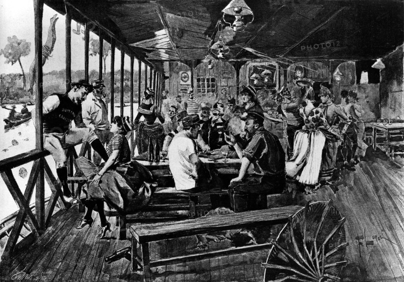 Guinguette in edge of the Seine.  The snap fastener.