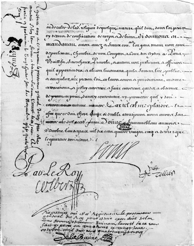 Fontainebleau:  Revocation of the Edict of Nantes, 1685