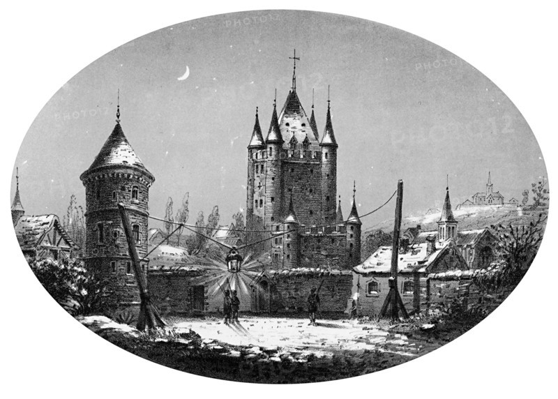 Le Temple la nuit. Lithographie du XIXe siècle.