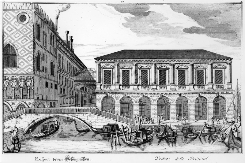 Venice.  Prisons and the bridge of the Sighs.