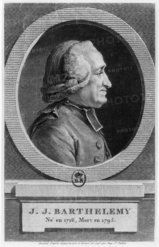 The abbot Barthelemy (1716-1795).  Engraving of Saint-Aubin.