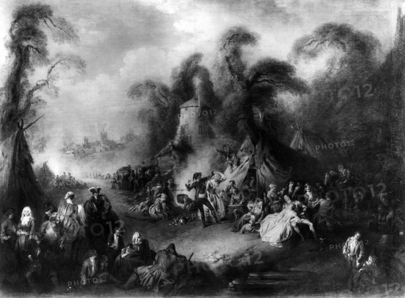 Armée. Réjouissance des soldats au camp. Tableau de Pater.