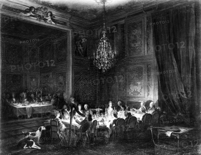 Le souper du Prince de Conti au Temple. Tableau de Ollivier.