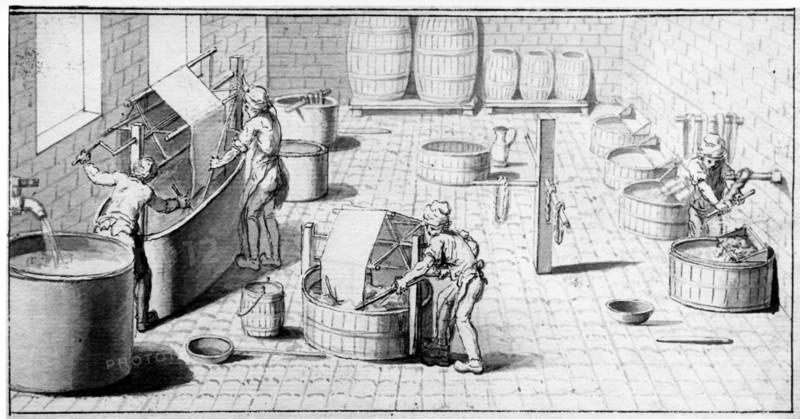 Workshop of dyeing.  Encyclopaedia of Diderot and D' Alembert.
