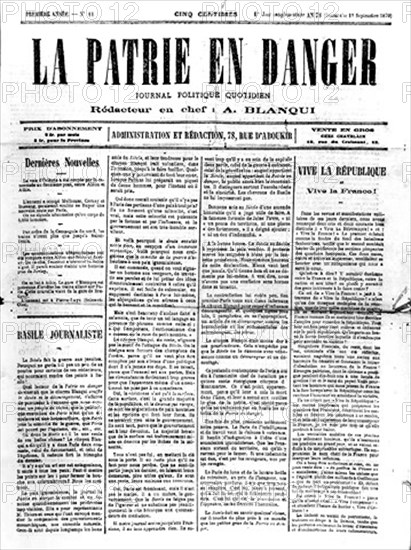 La Patrie en Danger ", journal fondé par Blanqui