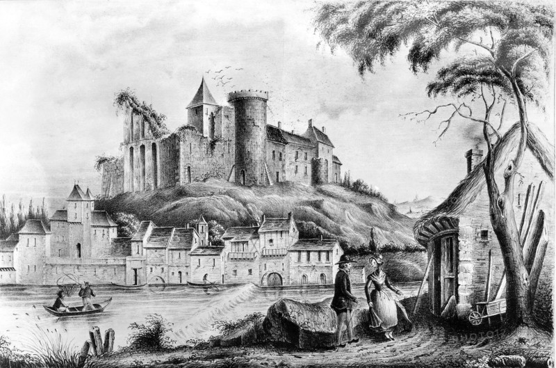 1837. Limousin. Ruines du château de Ségur.