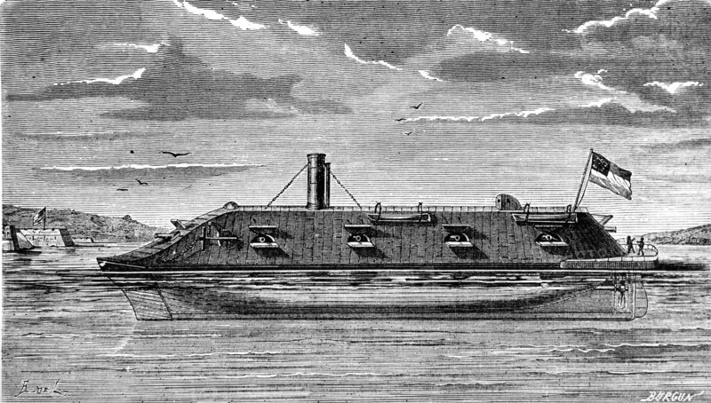 Le " Merrimac ". Navire blindé américain.